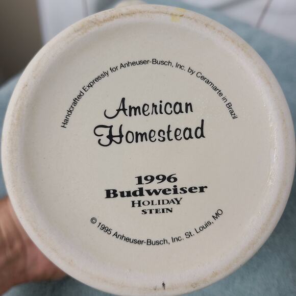Budweiser Holiday Stein "American Homestead" Clydesdale Horses Collection 1996 - Picture 7 of 11